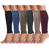 Leg Warmers for Women, 6 Pairs Knee High Cable Knit Warm Thermal Acrylic Winter Sleeve