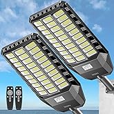 Deepn Solar Street Light, Commercial Grade Solar Lights Outdoor IP67 Waterproof, 8700W LED Flood Security Lights Motion Sensor & Dusk to Dawn Outdoor Lighting for Parking Lots, Streets & Yard, 2 Pack