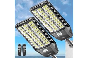 Deepn Solar Street Light, Commercial Grade Solar Lights Outdoor IP67 Waterproof, 8700W LED Flood Security Lights Motion Sensor & Dusk to Dawn Outdoor Lighting for Parking Lots, Streets & Yard, 2 Pack