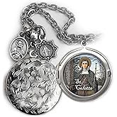 St. Colette Locket Necklace, Patron Saint Confirmation Gift, Italian Charms, Catholic Jewelry