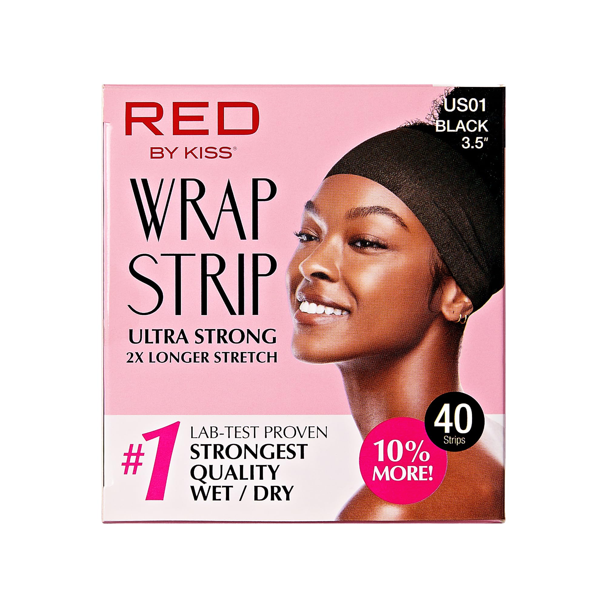 Red by Kiss Hair Wrapping Strip, Ultra Strong 2X Longer Stretch, 40 Strips, Suitable for Wet/Dry Hair, White, Styling Paper for Sleek Hairstyles (3.5