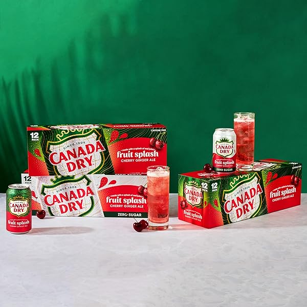 CANADA DRY ZERO SUGAR CHERRY GINGERALE FRUIT SPLASH 12OZ, PACK OF 12