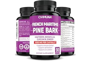 CIVIMUNA French Maritime Pine Bark Capsules 5050mg - French Maritime Pine Bark, Hawthorn, Bosweillia - 3 Months Supply