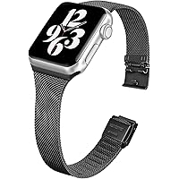 Meliya Slim Metal Band Compatible with Apple Watch 38mm 40mm 42mm 44mm, Stainless Steel Narrow Thin Replacement…