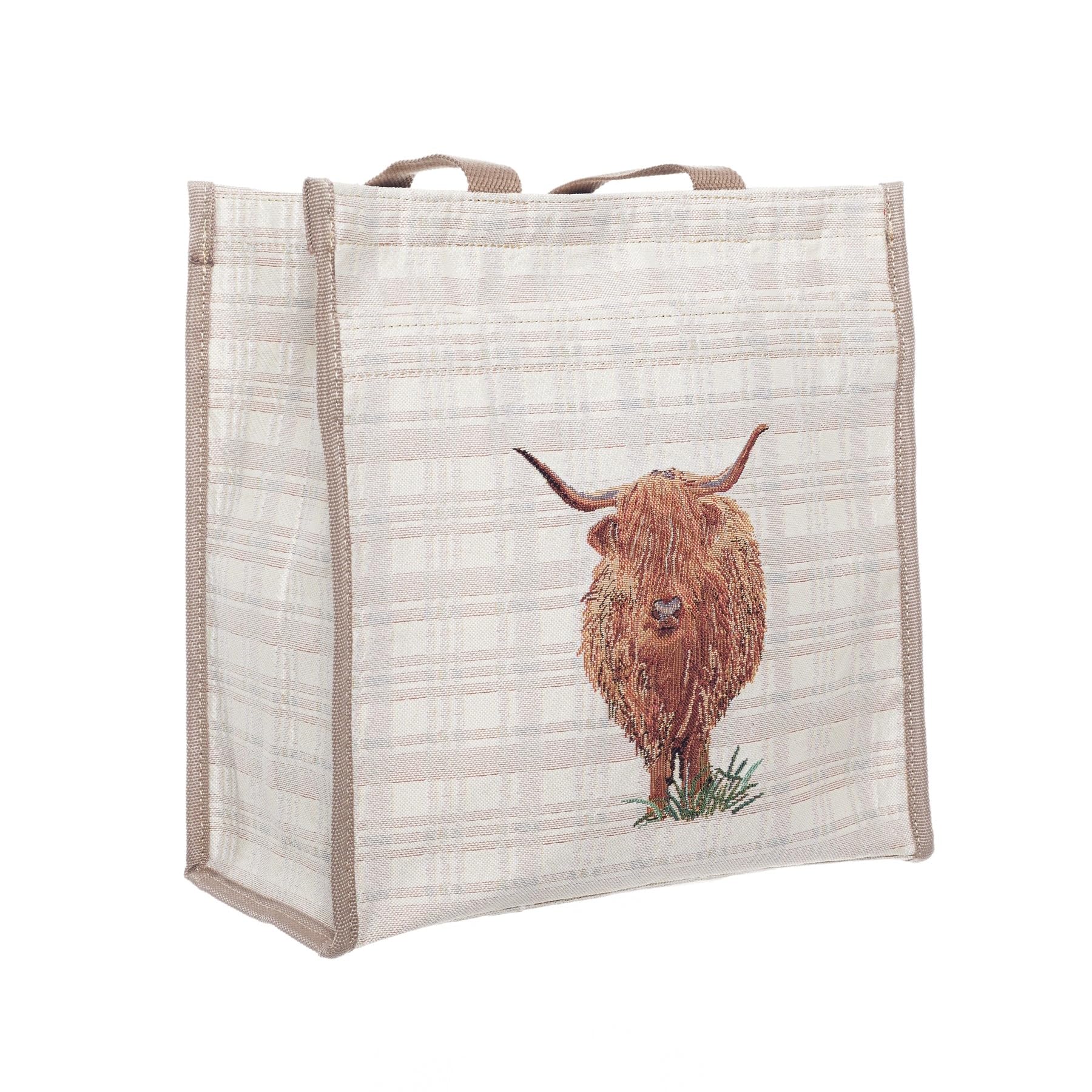 Signare Tapestry Highland Cow Collection Shopper Bag with Pockets, Eco-Friendly, Reusable and Vegan Friendly, Rustic Charm Style
