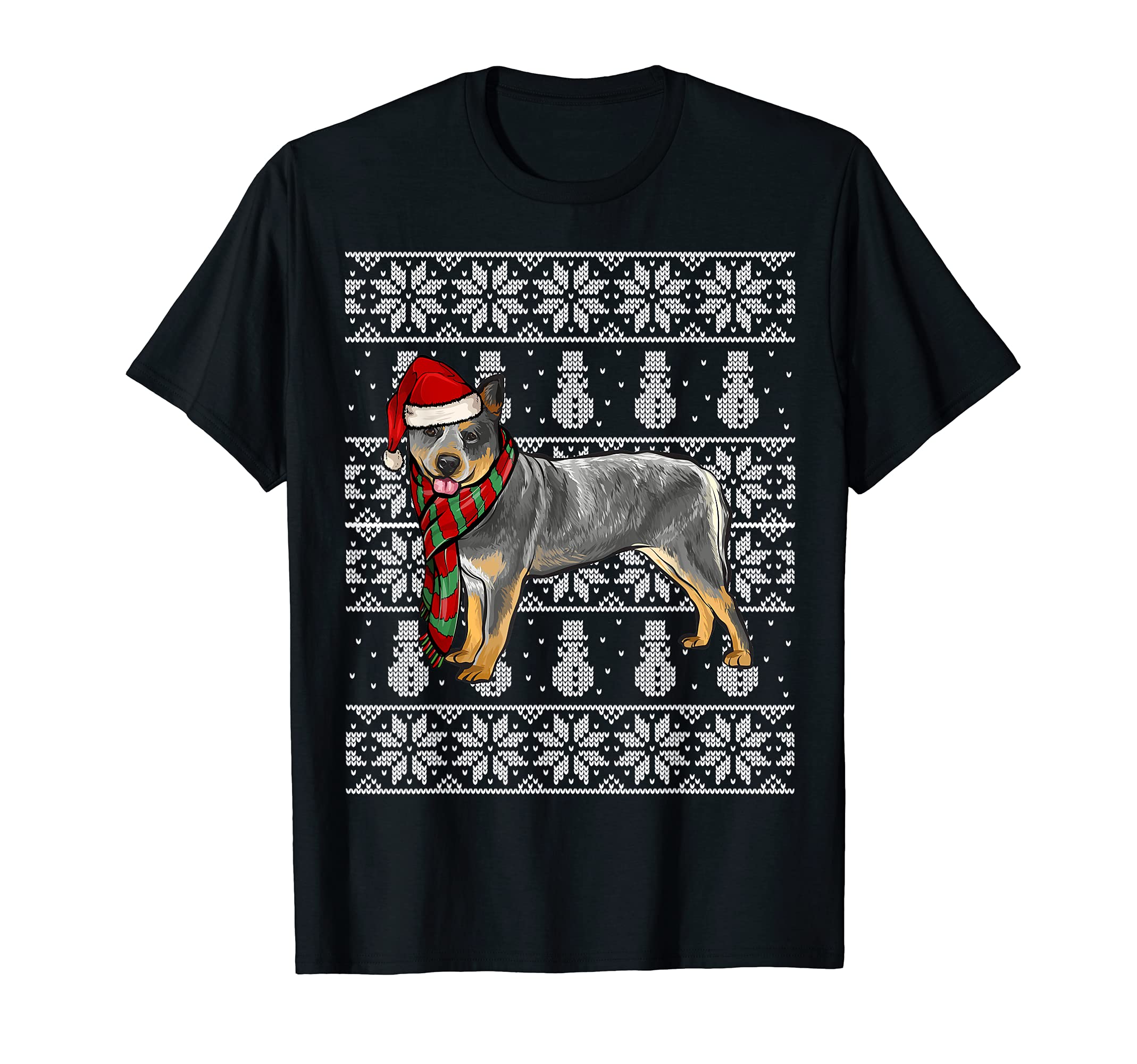 Santa Hat Xmas Australian Cattle Dog Ugly Christmas T-Shirt
