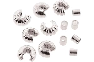 The Beadsmith Basic Elements Crimp Tubes & Corrugated Crimp Covers Designed to Secure The Ends of Jewelry Stringing Cables & Wires, Silver Color