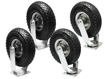 2x Lenkrolle + 2x Bockrolle 260 mm x 85 mm Metall-Felge