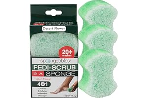 SPONGEABLES Spongables Pedi Scrub Foot Exfoliating 20+ Wash Sponge, Desert Flower, 3 Count