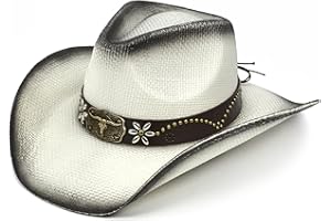 FLUFFY SENSE. Straw Cowboy Hat for Women and Men – Western Sun Hat for Country Concert, Rodeo and Cowgirl Outfits
