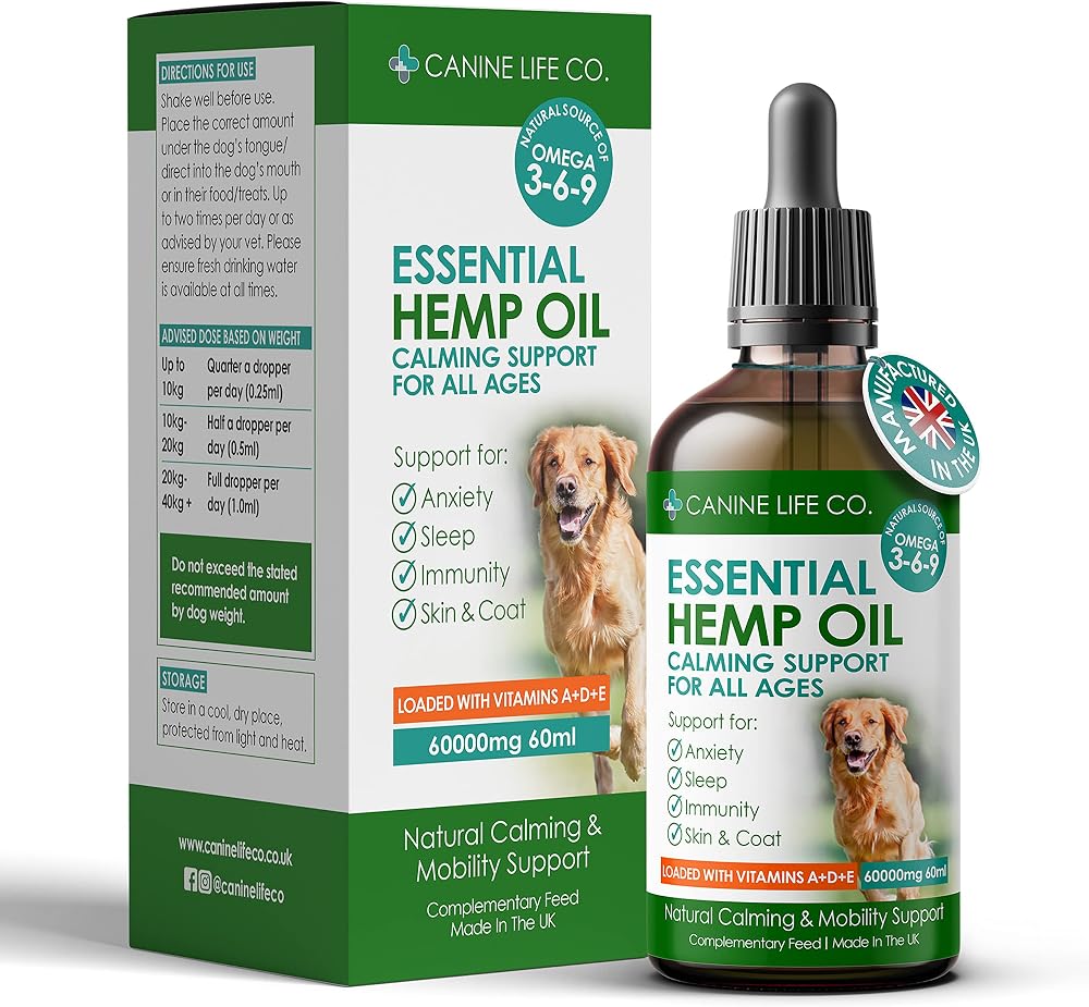 Canine Life Co. Hemp Oil For Dogs 60ml 60000mg Calming Joint Skin UK