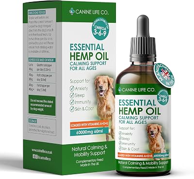 Canine Life Co. Hemp Oil For Dogs 60ml 60000mg Calming Joint Skin UK
