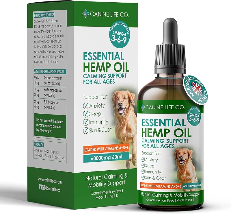 Canine Life Co. Hemp Oil For Dogs 60ml 60000mg Calming Joint Skin UK