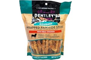 Dentley's Gourmet Wrapped Rawhide Sticks Dog Treats - Chicken 40 Count Per Pack