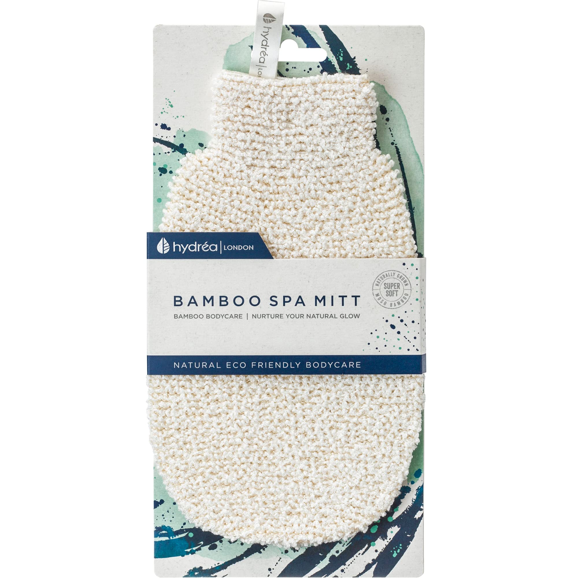 Hydrea London Exfoliating Mitt - Ultra-Soft Natural Bamboo Face Exfoliator & Body Scrubber for Men & Women - Deep-Cleanse, Massage & Bathing Shower Scrub - Cotton Bath Glove for All Skin Types