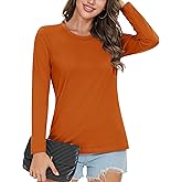 MAGCOMSEN Women's Cotton Long-Sleeve Crew-Neck T-Shirt Classic-Fit Shirt Soft Breathable Casual Tee Basic Tops