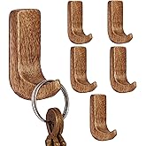 Indian Shelf Decorative Wood Adhesive Wall Hooks - No Damage Boho Hooks for Keys, Jewelry, Leashes and Lightweight Accessorie