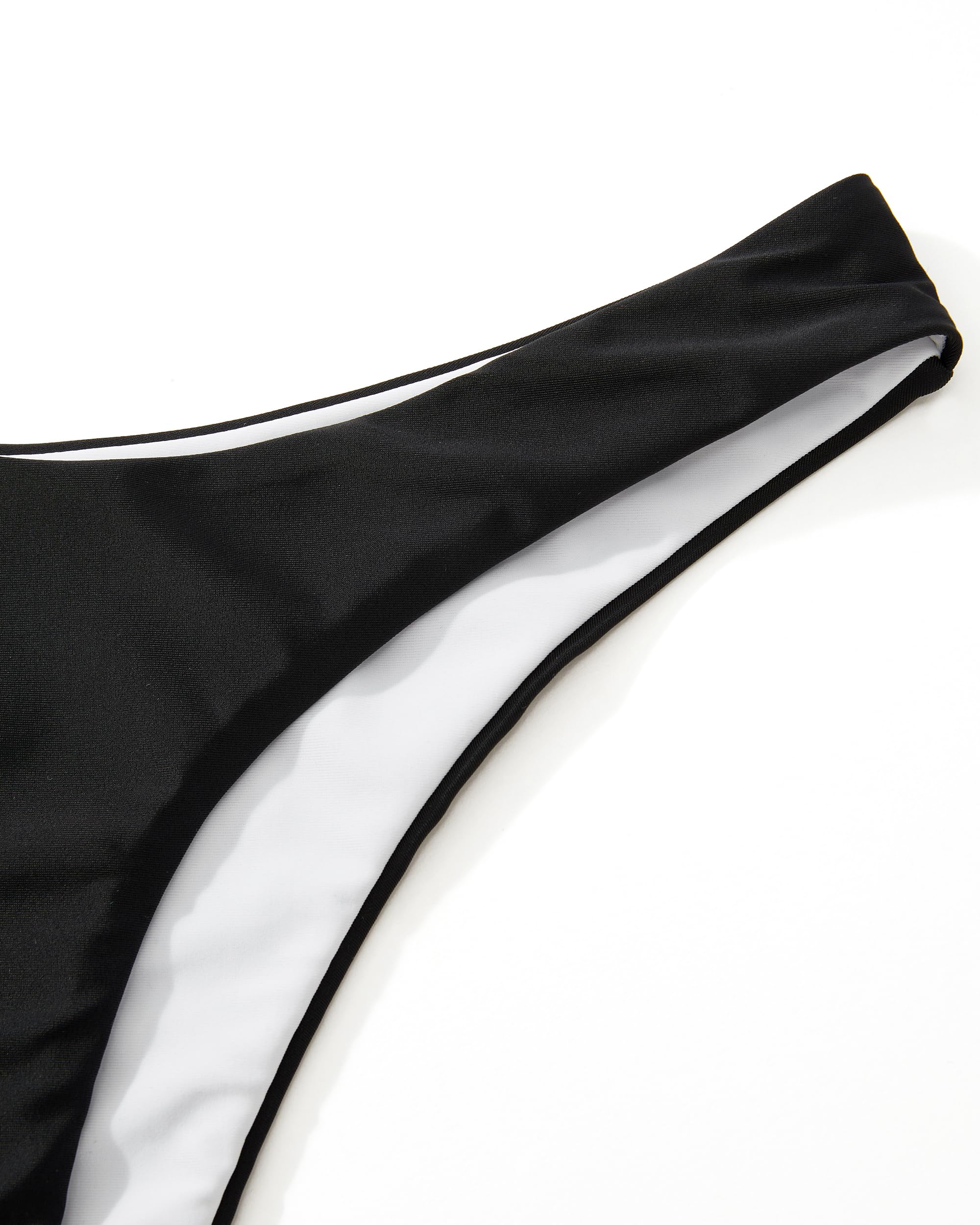 SUUKSESS Women Sexy High Waisted Thong Bikini Sets Reversible String Two Piece Swimsuits Push Up Bathing Suit(Black White,M) - Image 6