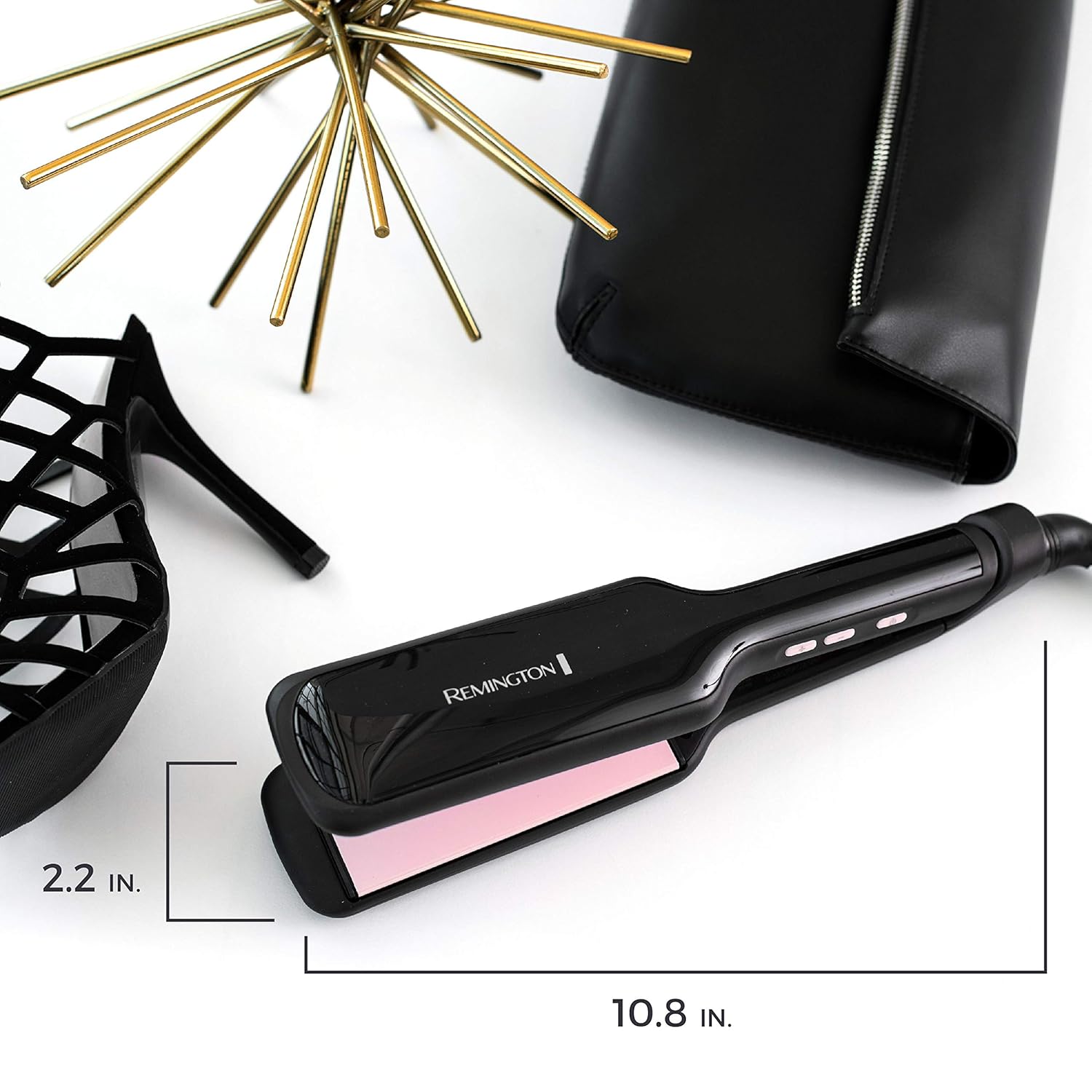Remington S9520 Pro 2" Pearl Ceramic Flat Iron, Hair Straightener, Digital Controls + 9 Heat Settings, Black/Pink : Flattening Irons : Beauty