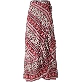 ForeMode Women Boho Print High Waist Side Wrap Bohemian Asymmetric Hem Maxi Long Skirt One Size