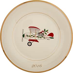 Piatto Annuale Lenox 2012 – Villaggio Di Natale Con Pupazzo Di Neve E Albero – Bordo In Oro – Edizione Limitata Collezionabile