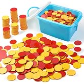 TOMMYHOME Plastic Two-Color Counter,Red/Yellow Two Side 1000 PCS,Counting Manipulatvies, Math Counters for Kids, Counting Chips