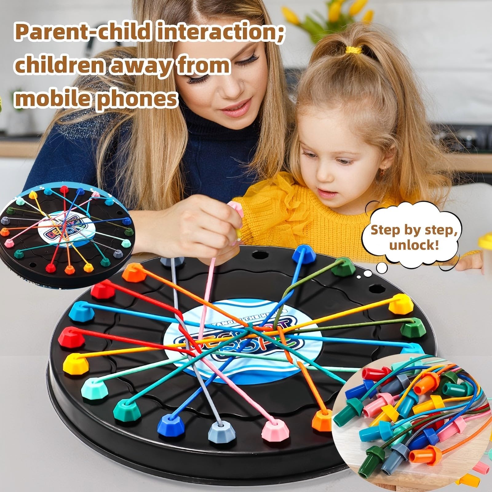 Seil-Puzzle-Spiel, Knoten-Logikspiel, Intelligente Spiele, Familie Party Spiel,Geschicklichkeitsspiel für Kinder ab 3 Jahren Geschicklichkeitsspiel Lernspiel für Die Ganze Familie Ostergeschenk 3