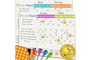 QUOKKA Magnetic Chore Chart for Kids Multiple Kids - Morning and Bedtime Reward Chart for Refrigerator - Daily Dry and Erase 