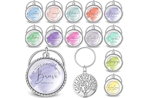 Equsion 36 Pcs Christian Keychains Mini Bible Verse Keyring with Scripture Quote Religious Church Gift for Women Men Christmas Favor (Watercolor)