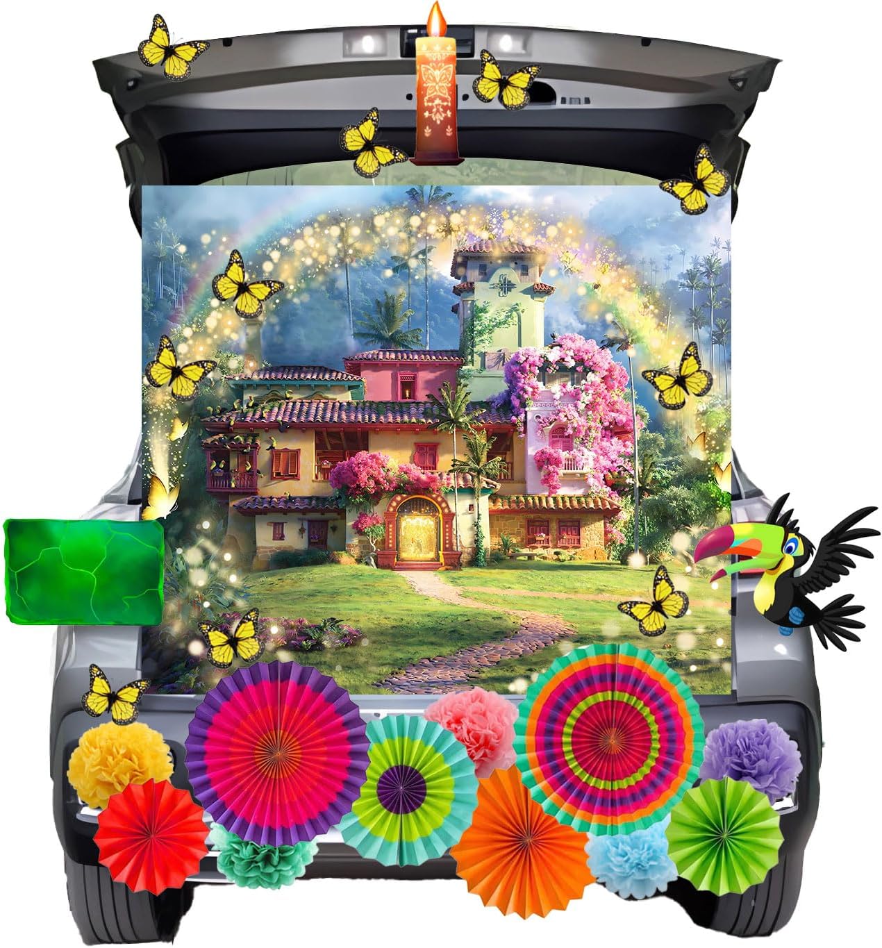 Garage Door Decorations - EXCELLANYARD Trunk or Treat Car Decorations Kit for SUV Trunk or Treat Church Halloween Decorations Outdoor Magic Decorations Magic House