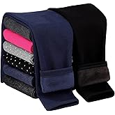 Cooraby 2 Pack Girls Cotton Fleece Lined Leggings Kids Thick Thermal Tights Winter Full Length Pants Warm Clothes