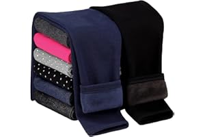 Cooraby 2 Pack Girls Cotton Fleece Lined Leggings Kids Thick Thermal Tights Winter Full Length Pants Warm Clothes