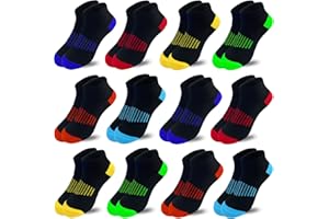 Tsmollyu 12 Pairs Boys Socks Kids Ankle Athletic Cotton Sock Half Cushioned Low Cut Sock