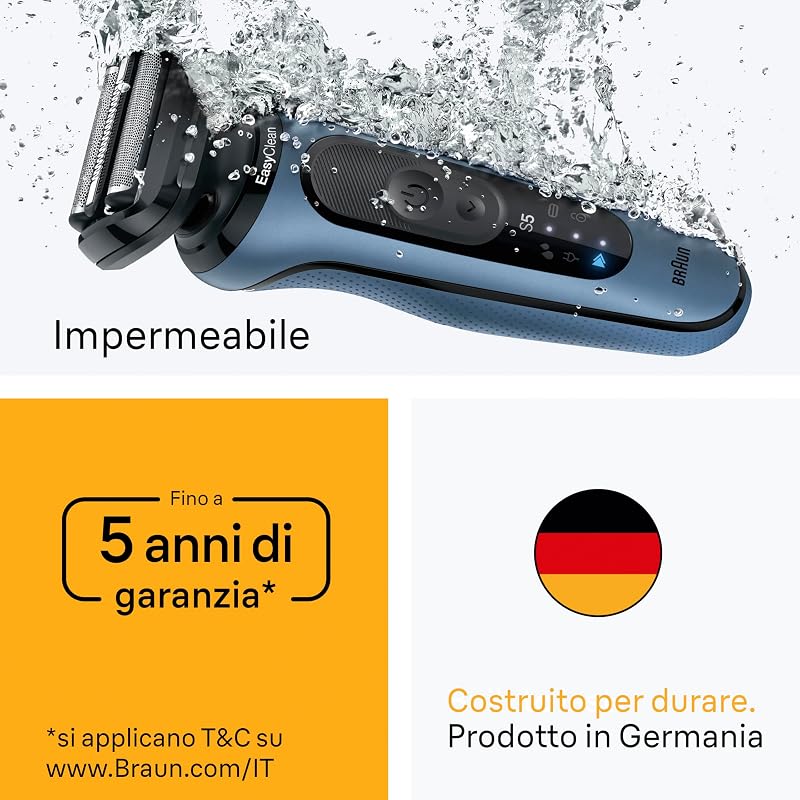 Serie 5 Rasoio Elettrico Barba, 2 Accessori, 52-A1820cce, Azzurro