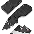 Böker PLUS® Subcom 2.0 All Black - Mini folding knife with Zytel handle - small package knife with framelock - Mini D2 pocket knife with thumb-pin box cutter with 22.8 inch blade