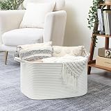 TIMEYARD Large Storage Basket Cotton Rope 63L White 55x38x30 cm view 2