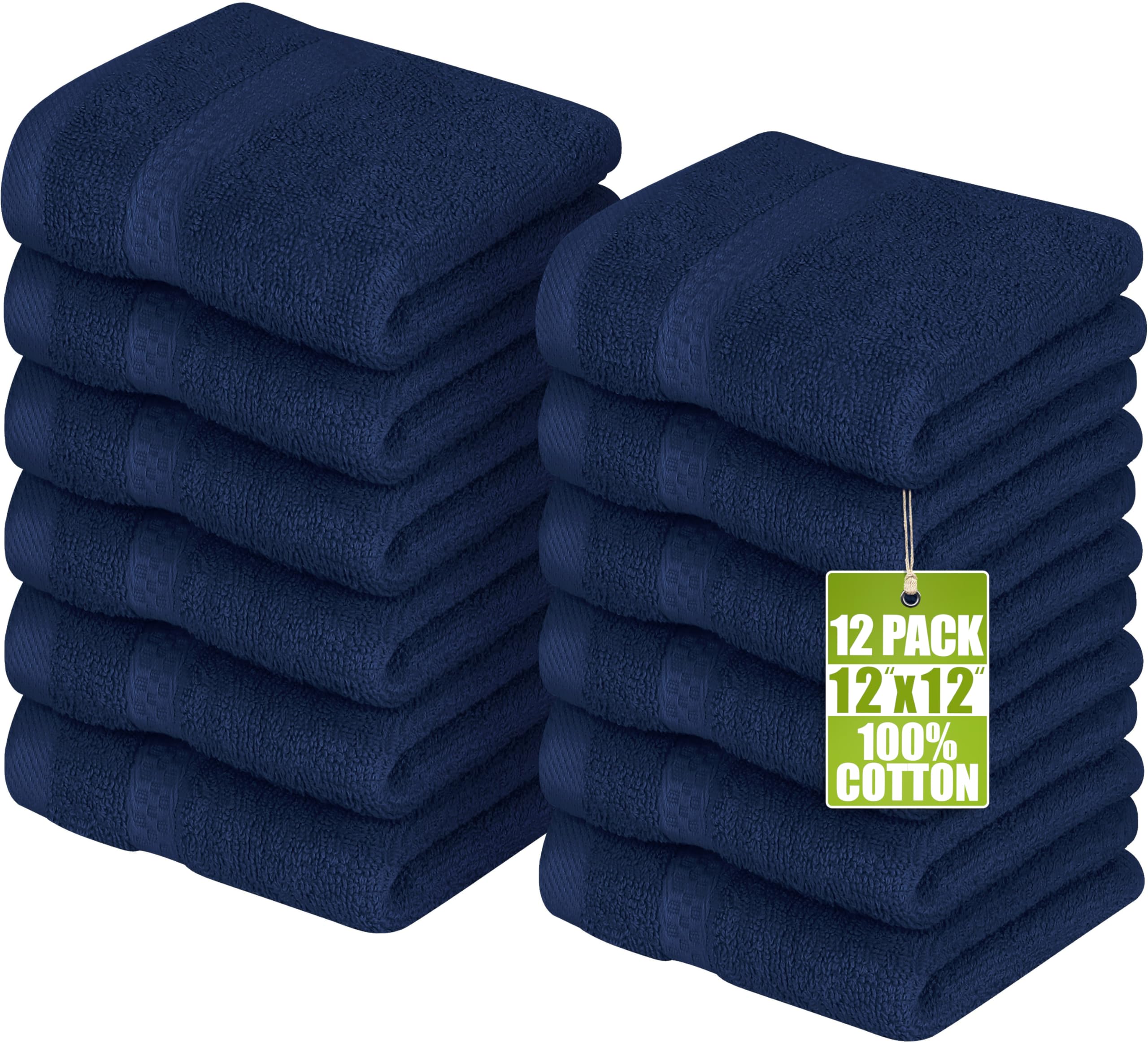Utopia Towels Premium Washcloth Set (30 x 30 CM) 100% Cotton Flannel Face Cloths, Highly Absorbent and Soft Feel Fingertip Towels (12 Pack, Navy)