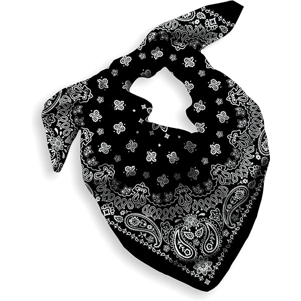 CTM Bandana Route 66 In Cotone - 54x54 Cm - Paisley Grigio E Blu Navy - Prodotta Negli USA