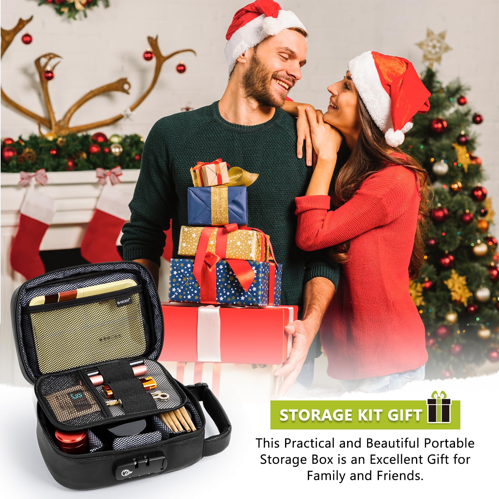 OZCHIN Large Smell Proof Bag with Combination Lock Odor Proof Lock Box Travel Storage Case Activated Charcoal Bag Great (Black)