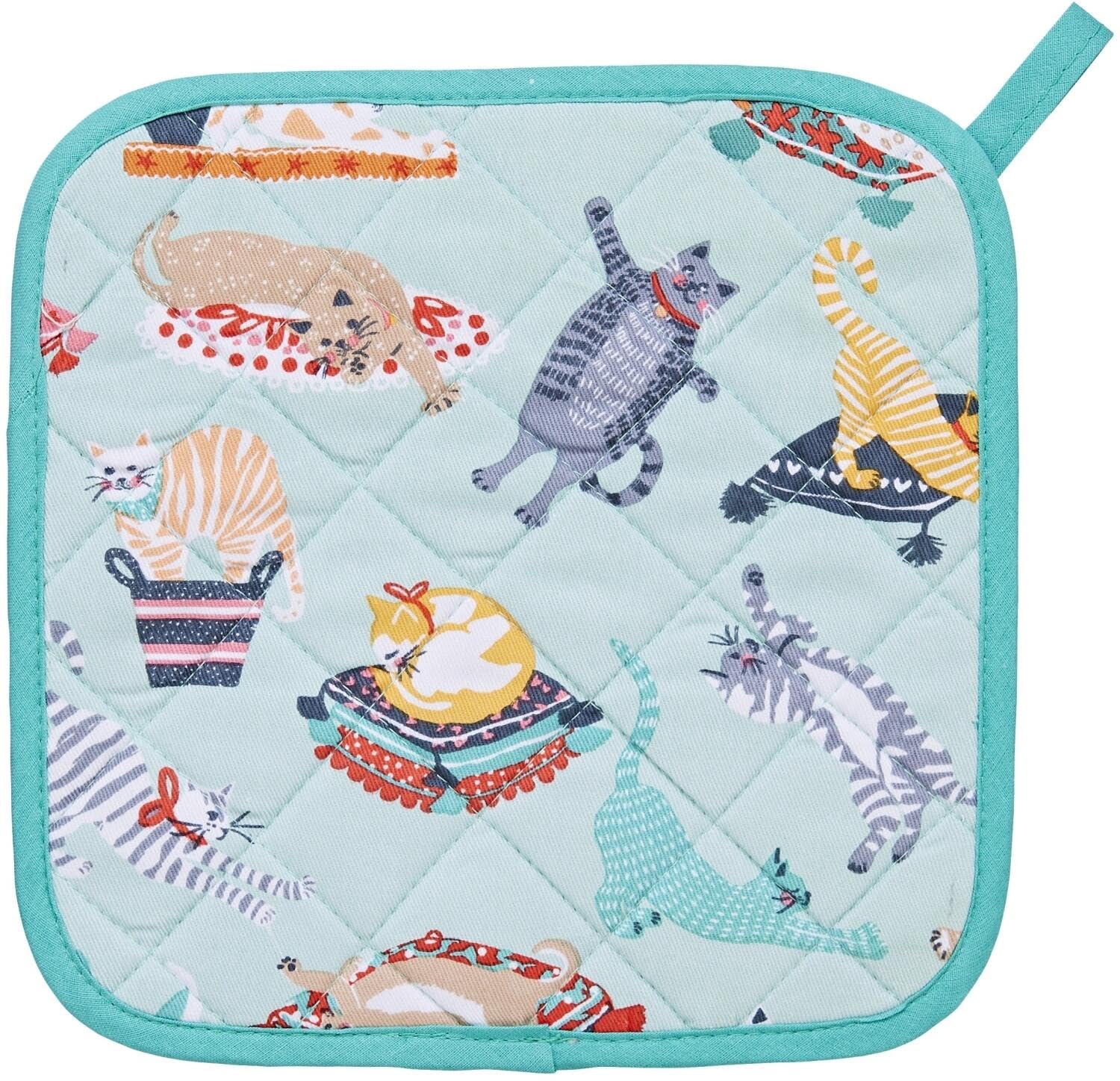Ulster Weavers - Fat Cats Pot Mat/Pot Holder (21 x 21cm) - 100% Cotton - Cotton Trivet with Cats - Cat Print Pot Mat - For Hot Pan Mat - Trivets for Hot Pans - Kitchen Accessories - Cat Lovers Gifts