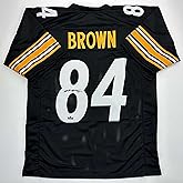 Facsimile Autographed Antonio Brown Pittsburgh Black Reprint Laser Auto Football Jersey Size Men's XL
