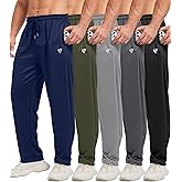 lomsoe 5 Pack Mens Sweatpants Open Bottom Joggers for Men with Zip Pockets Loose Fit Mesh Athletic Pants for Running,Casual