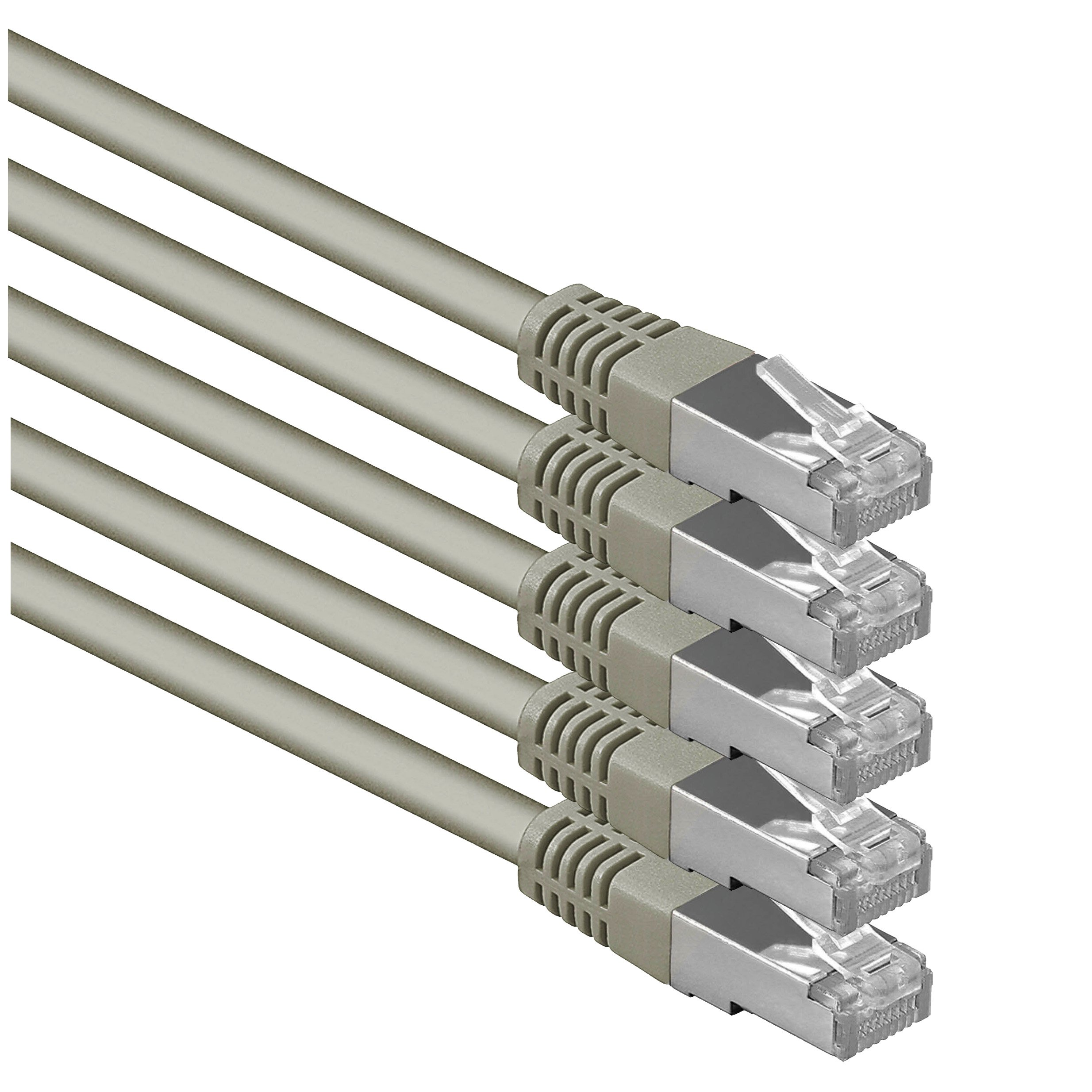 1aTTack.de 1 m gray - 5 pieces Cat.6 patch cable network cable CAT6 S-FTP Gigabit Lan PIMF CAT 6 copper CU halogen-free Internet DSL game console Smart TV