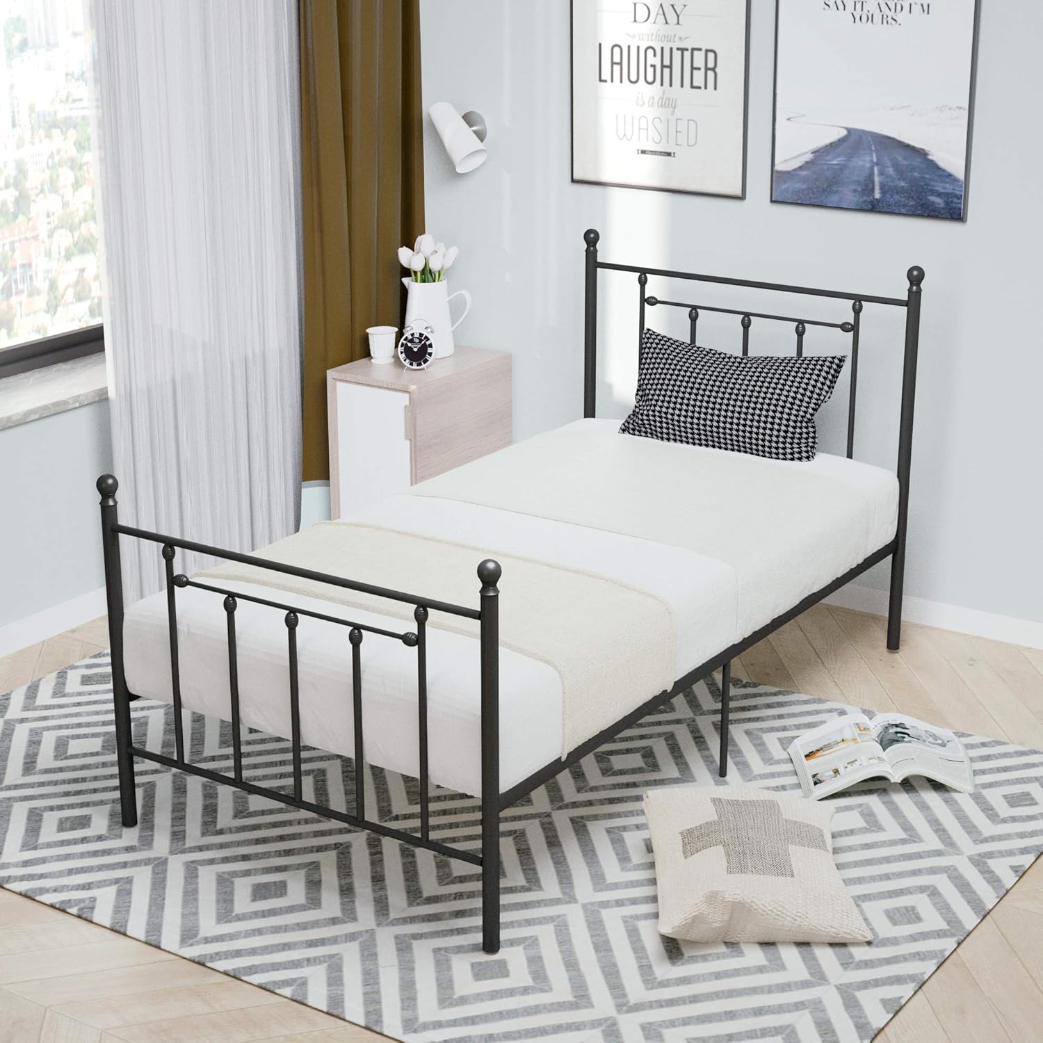 Best platform bed frame, black, twin