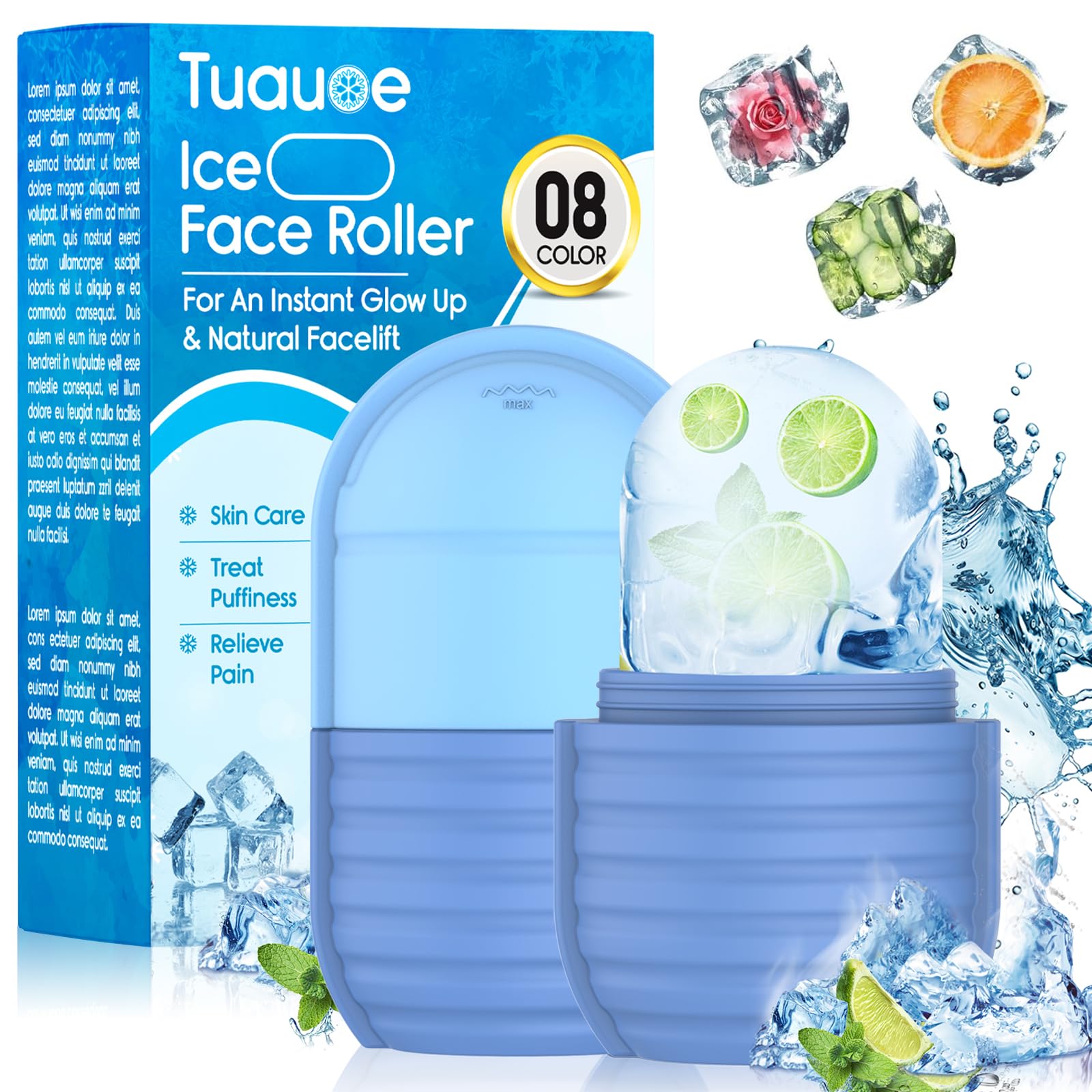 Photo 1 of 1Pcs Ice Roller for Face, Ice Face Roller, Reusable Silicone Ice Mold for Face, Facial Beauty Ice Roller Skin Care Tools for Shrink Pores Anti Wrinkle Reduce Puffiness (Blue)