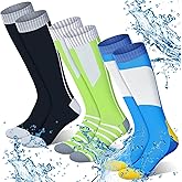 Cozypower 3 Pairs Waterproof Socks Unisex Knee High Fishing Socks Breathable Knit Long Calf Hiking Sock for Men Women Kayaking Beach rainy Wet Conditions