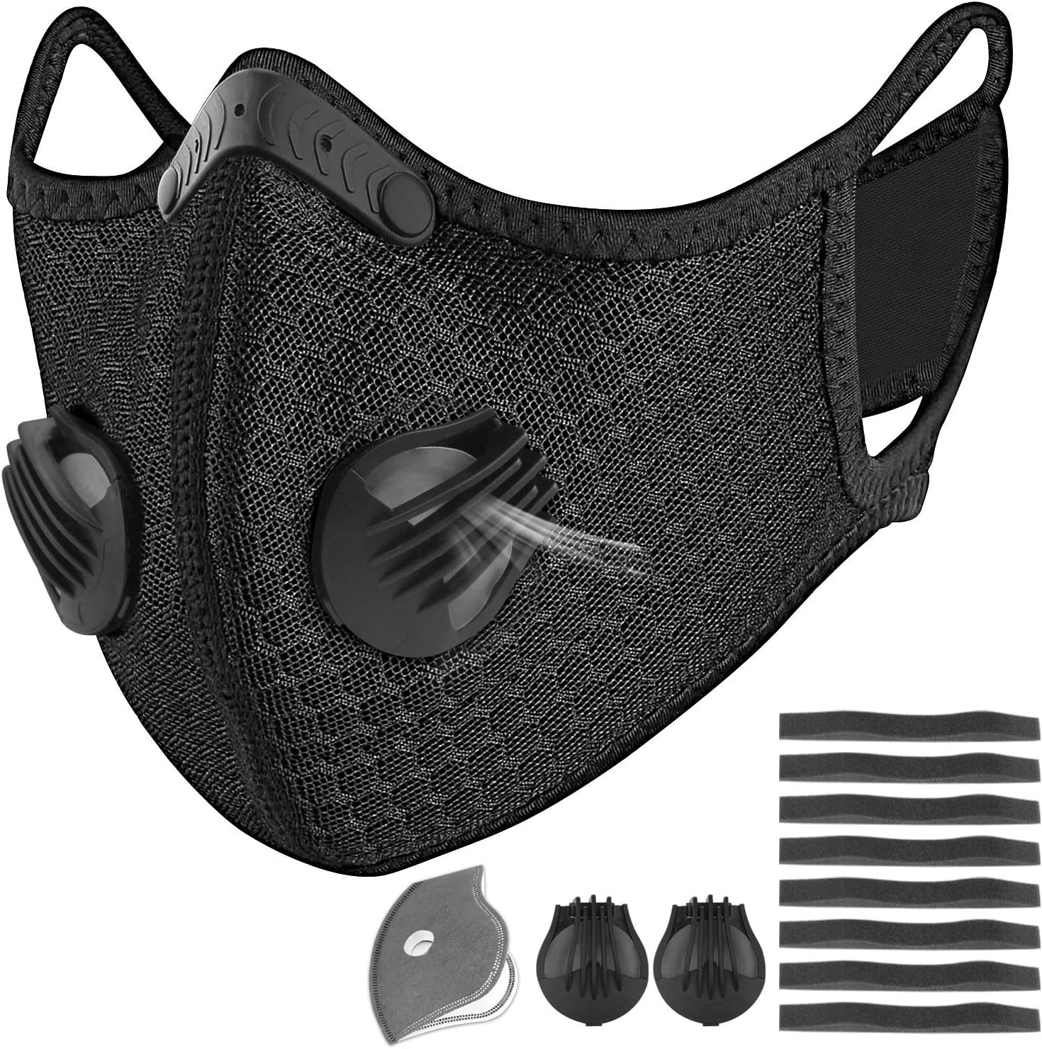 Dust Masks, UBRU Reusable Respirators N95 Face Masks for Allergies Woodworking Running Sanding Mowing Half Mask for Women Men Black