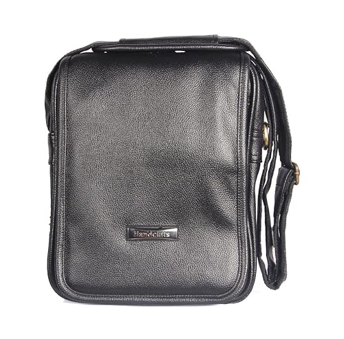 Handcuffs Stylish Side Sling Bag Shoulder Bag Messenger Leather Bag for Mens/Gents- Black