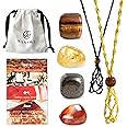 SANSWL 7 Chakra Healing Crystal Necklace Set - Boho Handmade Cord Cage and Hippie Energy Pendant Holder Real Crystal and Healing Stone Jewelry Spiritual Gift for Women Teen
