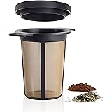 Finum Reusable Stainless Steel Coffee and Tea Infusing Mesh Brewing Basket, Large, Black
